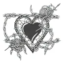 barb wire wrapped heart  tattoo design idea