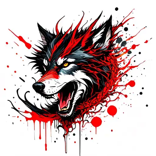 Wolf and Dragon wrapped tattoo design idea
