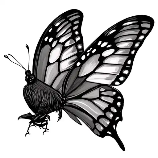Crow butterfly similar wings tattoo design idea