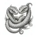 two headed snake with different personalities  tattoo design idea