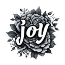 Word joy tattoo design idea