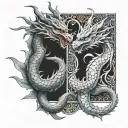 twin dragons tattoo design idea