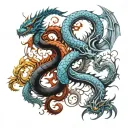 twin dragons tattoo design idea