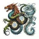 twin dragons tattoo design idea