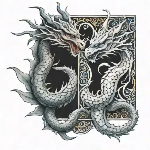 twin dragons tattoo design idea