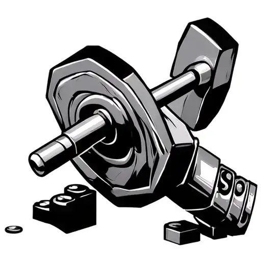 Barbell with lego bricks tattoo design idea