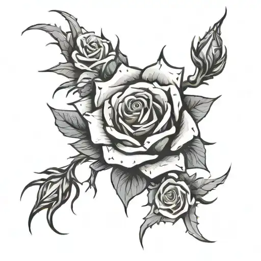 Rose thorns going around both collarbones tattoo design idea
