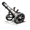 medieval etching naval cannon tattoo design idea