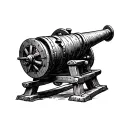 medieval etching naval cannon tattoo design idea