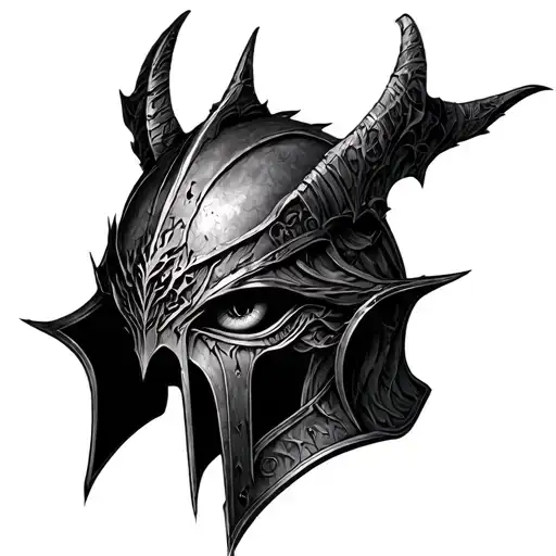 eye of sauron helmet tattoo design idea