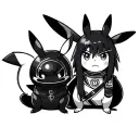pikachu wearing anbu minato obito and itachi tattoo design idea