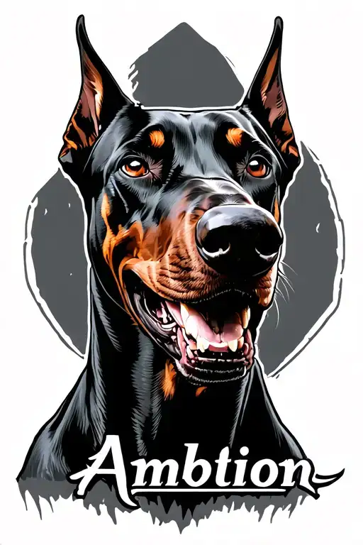 "Ambition" angry doberman dogs tattoo design idea