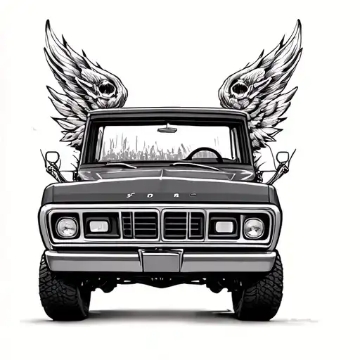 1977 ford truck parked american trad tattoo design tattoo design idea