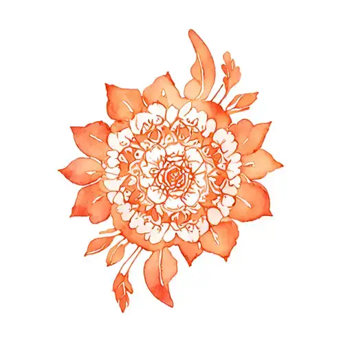 orange floral mandala tattoo design idea