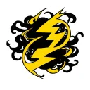 leg sleeve lightning yellow black smoke forming the shape tattoo design idea