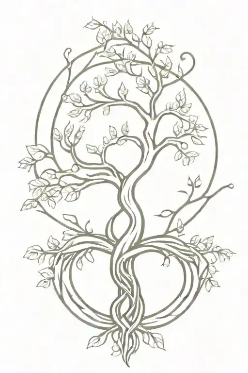 Yggdrasil intertwined tattoo design idea