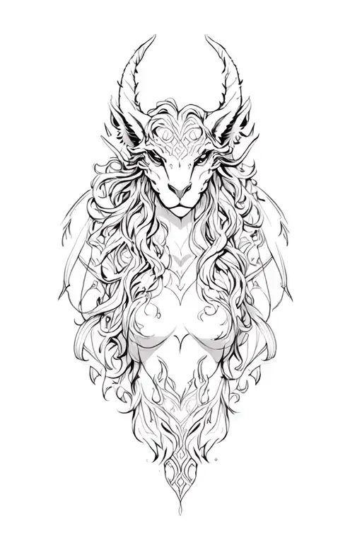 chimera and maiden tattoo design idea