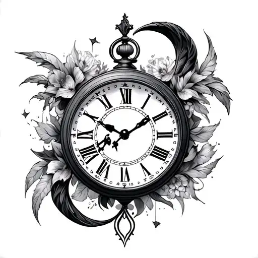 "Lilou Jade" sagittarius clock and infinity tattoo design idea