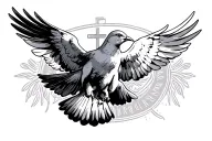 catholic dove flying tattoo design idea