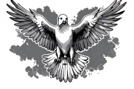 catholic dove flying tattoo design idea