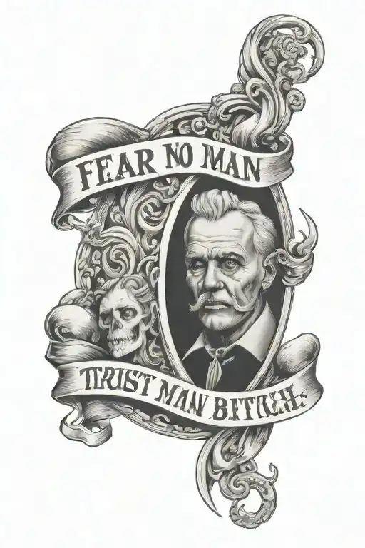 fear no man trust no bitch chest tattoo design idea