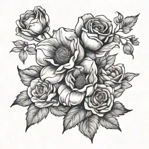 February April July September birth flower tattoo design idea