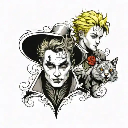 half sleeve tattoo fusion of the little prince and the joker elements (no face) tattoo design idea
