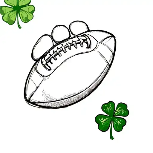 football and 4 leaf clover and a paw print tattoo design idea