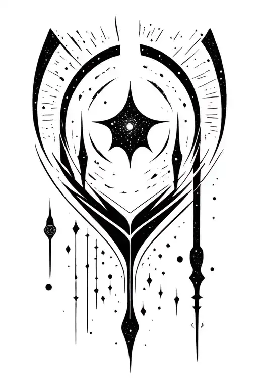 galaxy  with a symbole for pleasant and a symbole fot the radiant one tattoo design idea