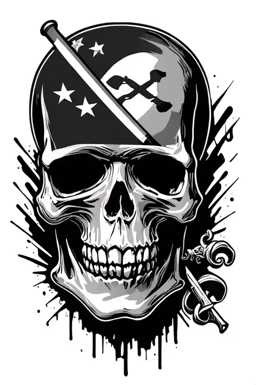 skull and rebel flag tattoo design idea