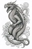 dragon and rabbit looking tattoo design idea
