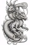 dragon and rabbit looking tattoo design idea