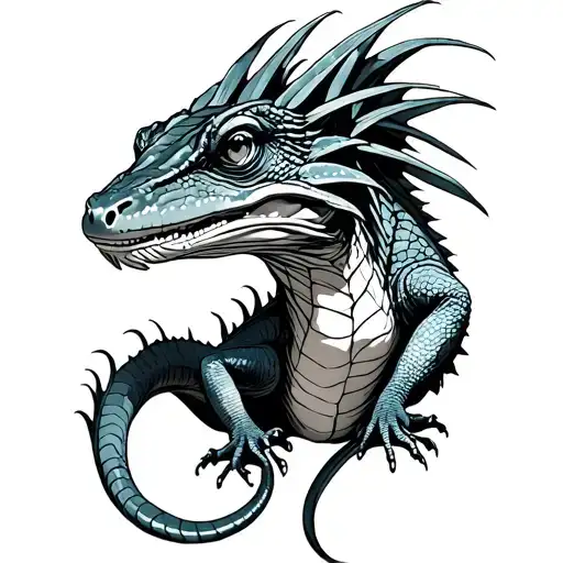 dracaena draco with lizard tattoo design idea