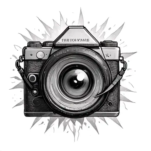 Camera with a rick and morty portal in the lens tattoo design idea