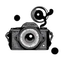 Camera with a rick and morty portal in the lens tattoo design idea