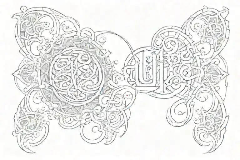 "In the name of Allah, grant mercy and blessings" tattoo design idea