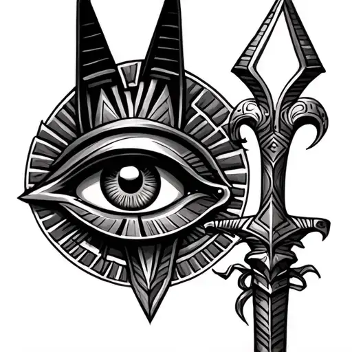 Anubis scepter, Osiris eye, pyramid tattoo design idea