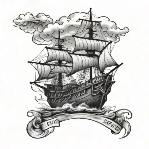 goonies pirate ship tattoo design idea
