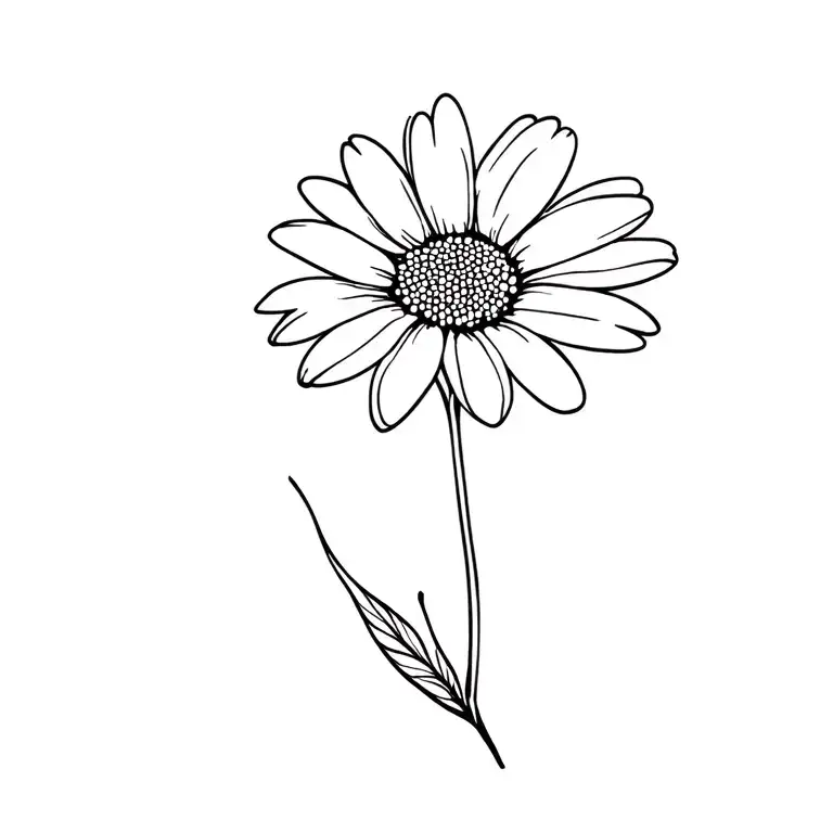 daisy with long stem that outlines dog ears tattoo design idea