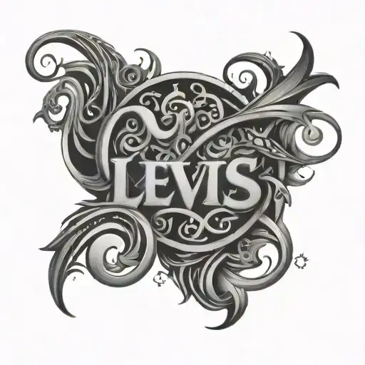 create a tribal lower back tatttoo with the words 'Levis' in the middle tattoo design idea