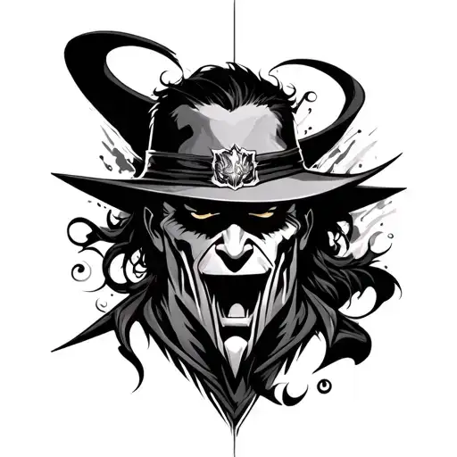 "Design a bold and mysterious tattoo for a male character with a villainous personality, known for his unmatched skills  tattoo design idea