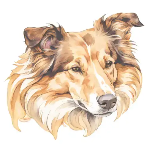 sable colored, floppy eared, old-time scotch collie sleeping in a ball tattoo design idea
