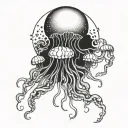 jellyfish and moon phases intertwined within tattoo design idea