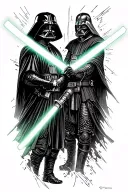 Lightsaber duel sith vs darth vader tattoo design idea