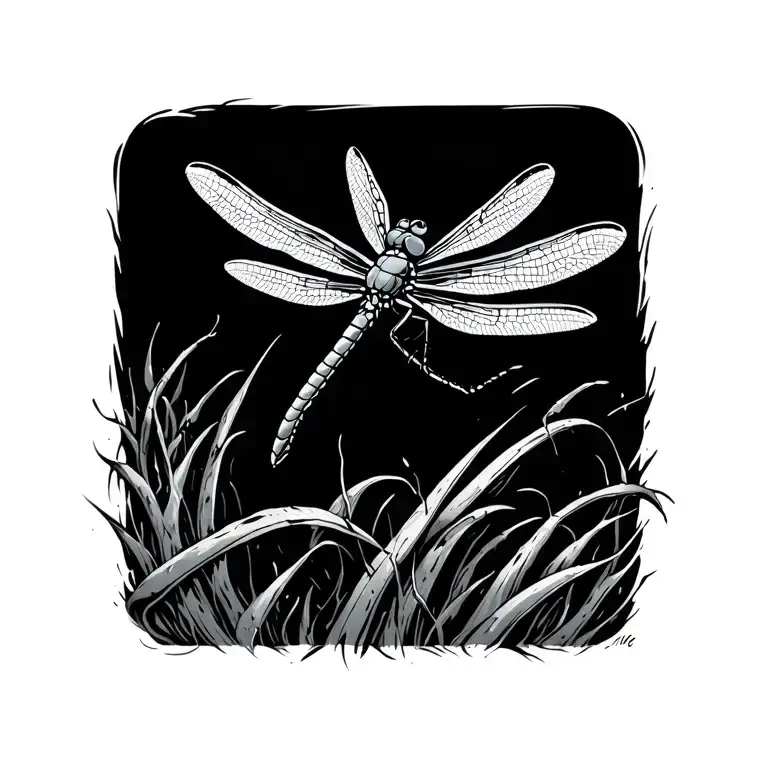 dragonfly landing tattoo design idea