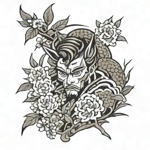 hello handsome in japanese tattoo design idea