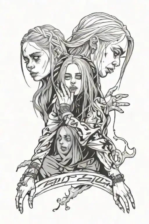 evil billie eilish tattoo design idea