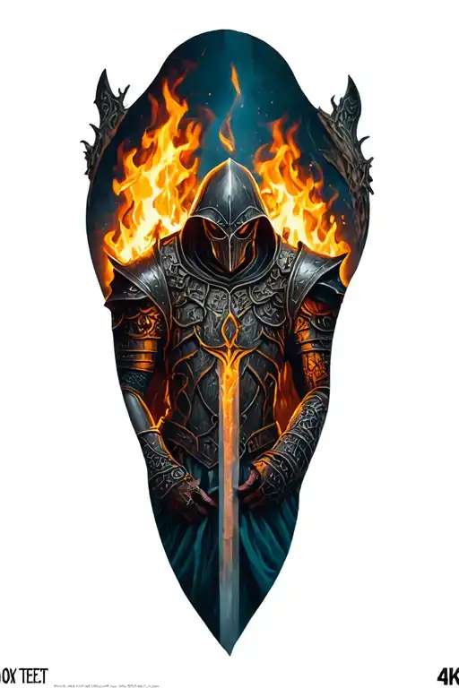"Hollow" dark souls  knight rest all body bonfire tattoo design idea