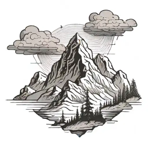 mountain with cross ontop tattoo design idea