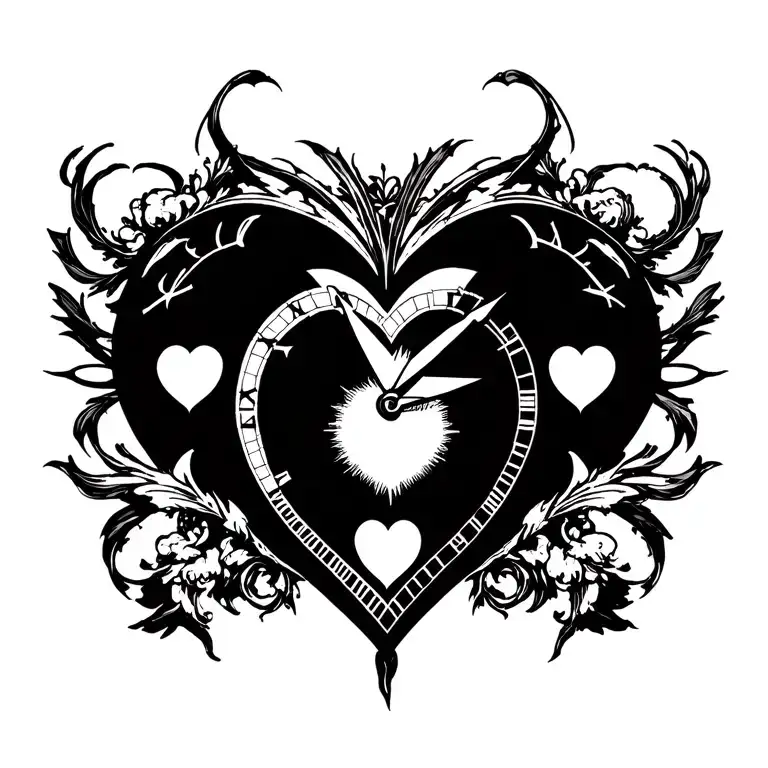 "Mélanie" clock heart tattoo design idea